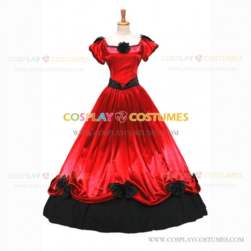 Civil War Southern Belle Lolita Victorian Theater Red Long Ball Gown Dress