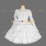 Solid Color White Gothic Lolita Dress Tiered Wide Sleeve Lace Dress