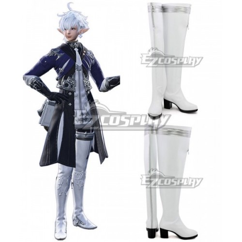 Final Fantasy XIV Alphinaud Leveilleur White Shoes Cosplay Boots