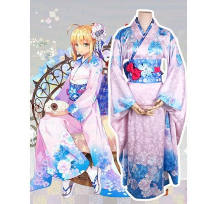 Fate Stay Night Saber Kimono Cosplay Costume