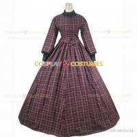 Retro Victorian Style Country Lady Tartan Dress Fancy Party Dress