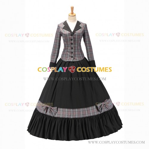 Civil War Country Lolita Victorian Masquerade Theme Grey Ball Gown Dress