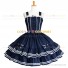 Sailor Lolita Dress Nautical Style White Stripes Sleeveless Naval Collar Tiered Dress Blue