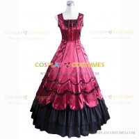 Civil War Gothic Old West Saloon Ball Gown Dress Costume Red