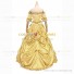 Classic Victorian Steampunk Ruffles Herrlich Light Yellow Ball Gown Dress