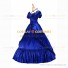 Reenactment Victorian Scarlett O'Hara Rococo Royal Blue Ball Gown Dress