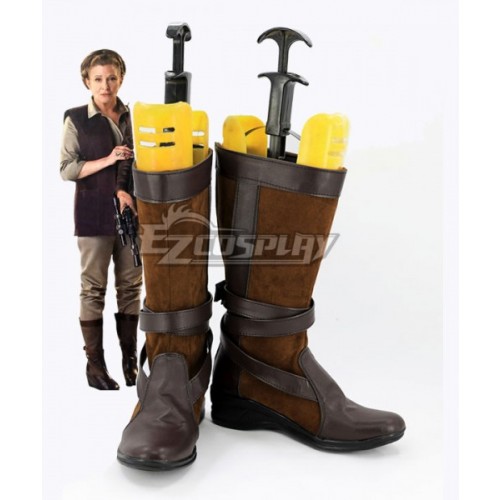 Star Wars Episode 7 The Force Awakens General Leia Organa Brown Shoes Cosplay Boots