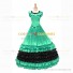 18th Century Vintage Ruffles Brocaded Sleeveless Gown Green Dress