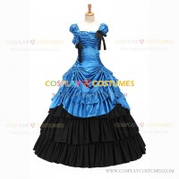 Vintage Gothic Lolita Victorian 18th Century Light Blue Ruffles Evening Ball Gown Dress