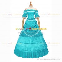 Classic Victorian Steampunk Ruffles Herrlich Sky Blue Ball Gown Dress