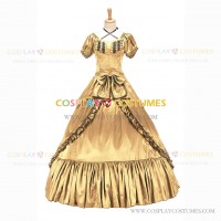 Reenactment Victorian Scarlett O'Hara Rococo Yellow Ball Gown Dress