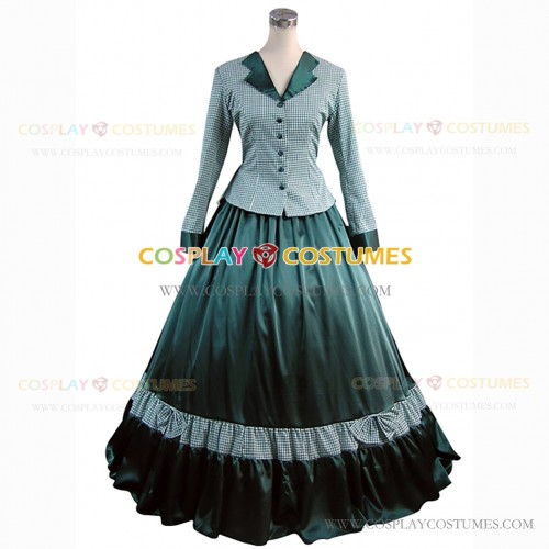 Country Lolita Victorian Tartan Plaid Retro Clothing Theater Ball Gown Dress Green