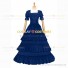 Reenactment Civil War Lace Lolita Recoco Layered Blue Ball Gown Dress