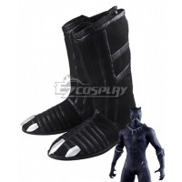 Marvel Captain America: Civil War Black Panther T'Challa Black Shoes Cosplay Boots