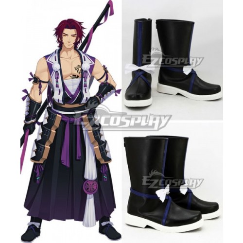 Katsugeki Touken Ranbu Tonbokiri Black Shoes Cosplay Boots