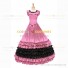 18th Century Vintage Ruffles Brocaded Sleeveless Gown Pink Dress