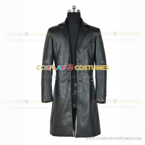 I Robot Cosplay Del Spooner Costume Black Leather Trench Coat