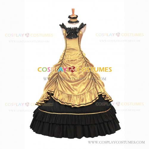 Steampunk Southern Belle Saloon Girls Theater Ruffles Golden Dress Evening Gown