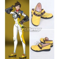 Overwatch OW Tracer Lena Oxton Yellow Cosplay Shoes