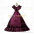 Victorian Style Southern Belle Satin Gown Reenactment Dress Dark Purple