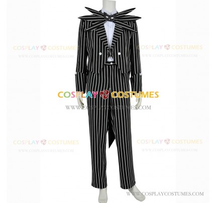 The Nightmare Before Christmas Cosplay Jack Skellington Costume Black Strip Suit