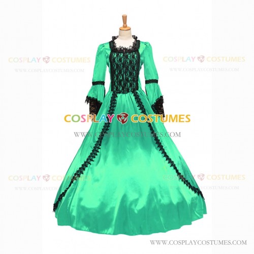 Marie Antoinette Renaissance Period Reenactment Green Lace Dress Ball Gown