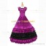 18th Century Vintage Ruffles Brocaded Sleeveless Gown Purple Dress