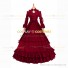 Marie Antoinette Reenactment Lolita Red Ruffle Evening Ball Gown Dress