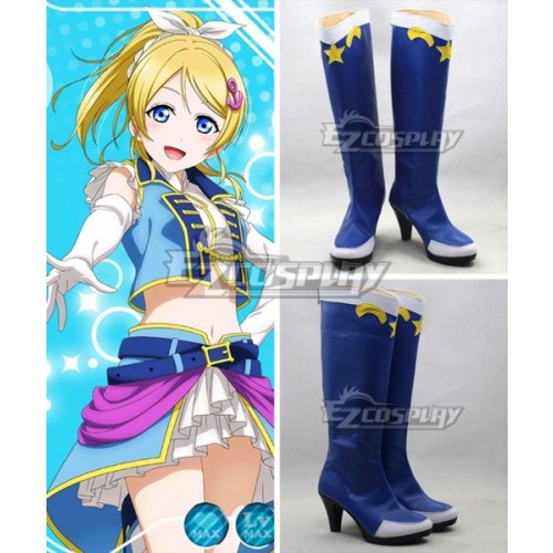 Love Live School Idol Project Field Of View Ayase Eli Blue Shoes Cosplay Boots