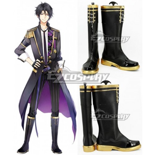 Tsukiuta. Hajime Mutsuki Six Gravity January Stage Black Shoes Cosplay Boots