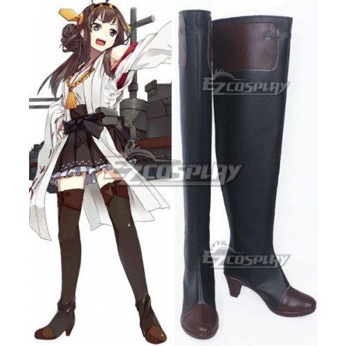 Kantai Collection NO.021b Kongou Black Shoes Cosplay Boots