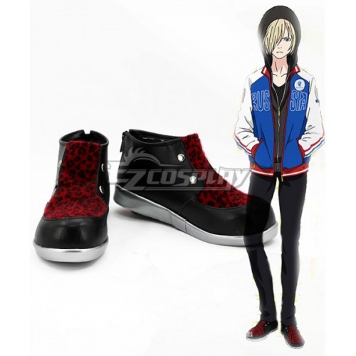 Yuri on Ice YURI!!!on ICE Plisetsky Yuri Black Red Cosplay Shoes - A Edition