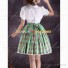 Lolita Dress White Blouse Floral Print Pleated Skirt Set