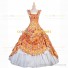 Victorian Southern Belle Little Women Orange Floral Ball Gown Prom Dress