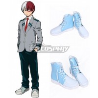 My Hero Academia Boku No Hero Akademia Shoto Todoroki Light Blue Cosplay Shoes