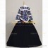 Civil War Style Reenactment Theater Clothing Tartan Ball Gown Lolita Dress Costume Blue