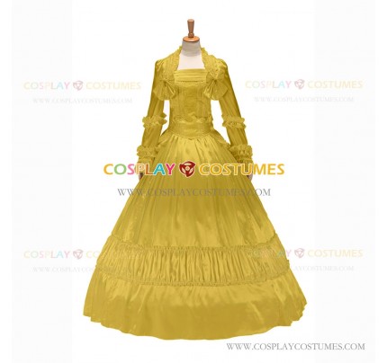 Gothic Lolita Victorian Rococo Stage Long Luxury Yellow Dress Ball Gown