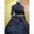 Black Gothic Lolita Brocade Reenactment Clothing Victorian Style Dress