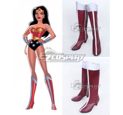 DC Comic Wonder Woman Movie Diana Prince Deep Red Shoes Cosplay Boots