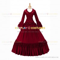 Southern Belle Retro Gothic Lolita Falbala Evening Ball Gown Red Dress