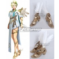 Overwatch OW Summer Games 2017 Winged Victory Mercy Skin Golden Cosplay Shoes