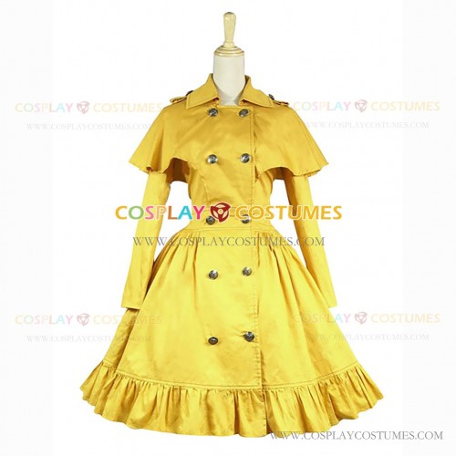 Gothic Victorian Style Cape Reenactment Steampunk Dress Yellow