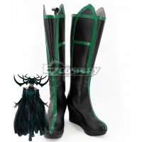 Marvel Thor 3 Ragnarok Trailer Hela Black Green Shoes Cosplay Boots