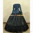 Civil War Victorian Style Corduroy Floral Gown Reenactment Dress Royal Blue