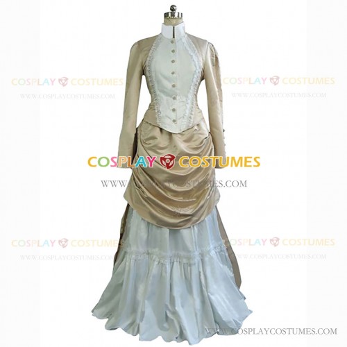 Gothic French Bustle Formal Dress Colonial Theatrical Premium Quality Costume Beige