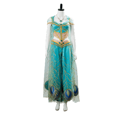 2019 Movie Aladdin Princess Jasmine Green Cosplay Costume