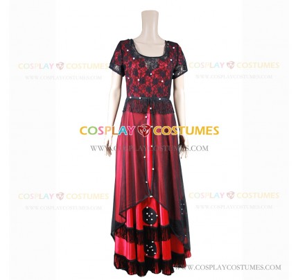 Rose Costume for Titanic Cosplay Red Lace Dress