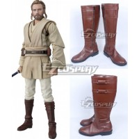 Star Wars Obi Wan Kenobi Brown Shoes Cosplay Boots