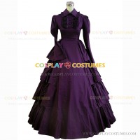 Victorian Lolita Vintage Ball Gown Prom Little Women Royal Dress Royal Purple