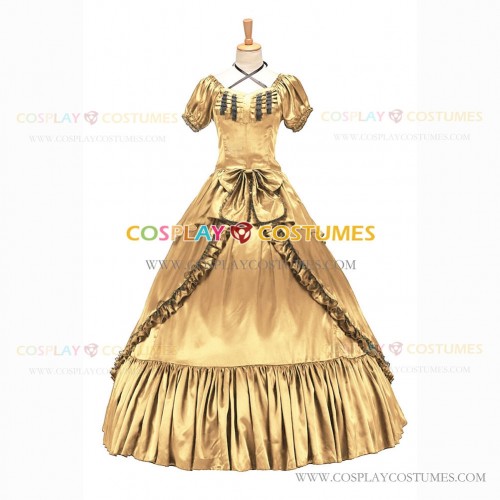 Reenactment Victorian Scarlett O'Hara Rococo Yellow Ball Gown Dress